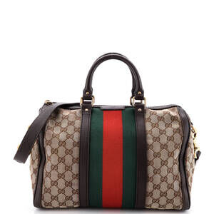 Gucci Vintage Web Boston Bag Gg Canvas #240415G11B